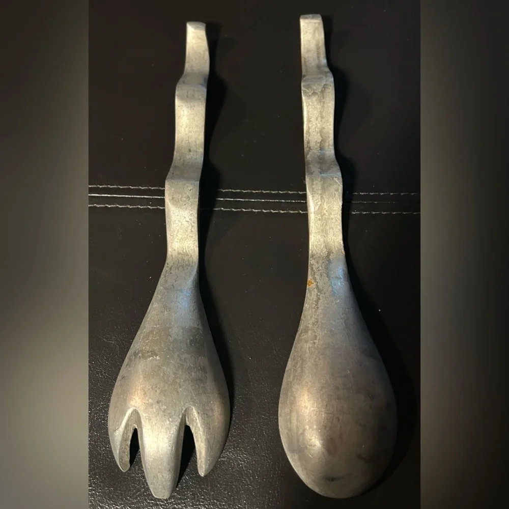 Vintage unbranded aluminum salad servers